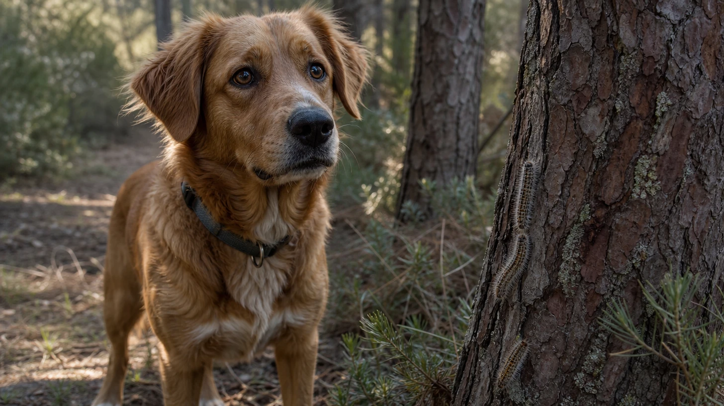 Chenille processionnaire et chien